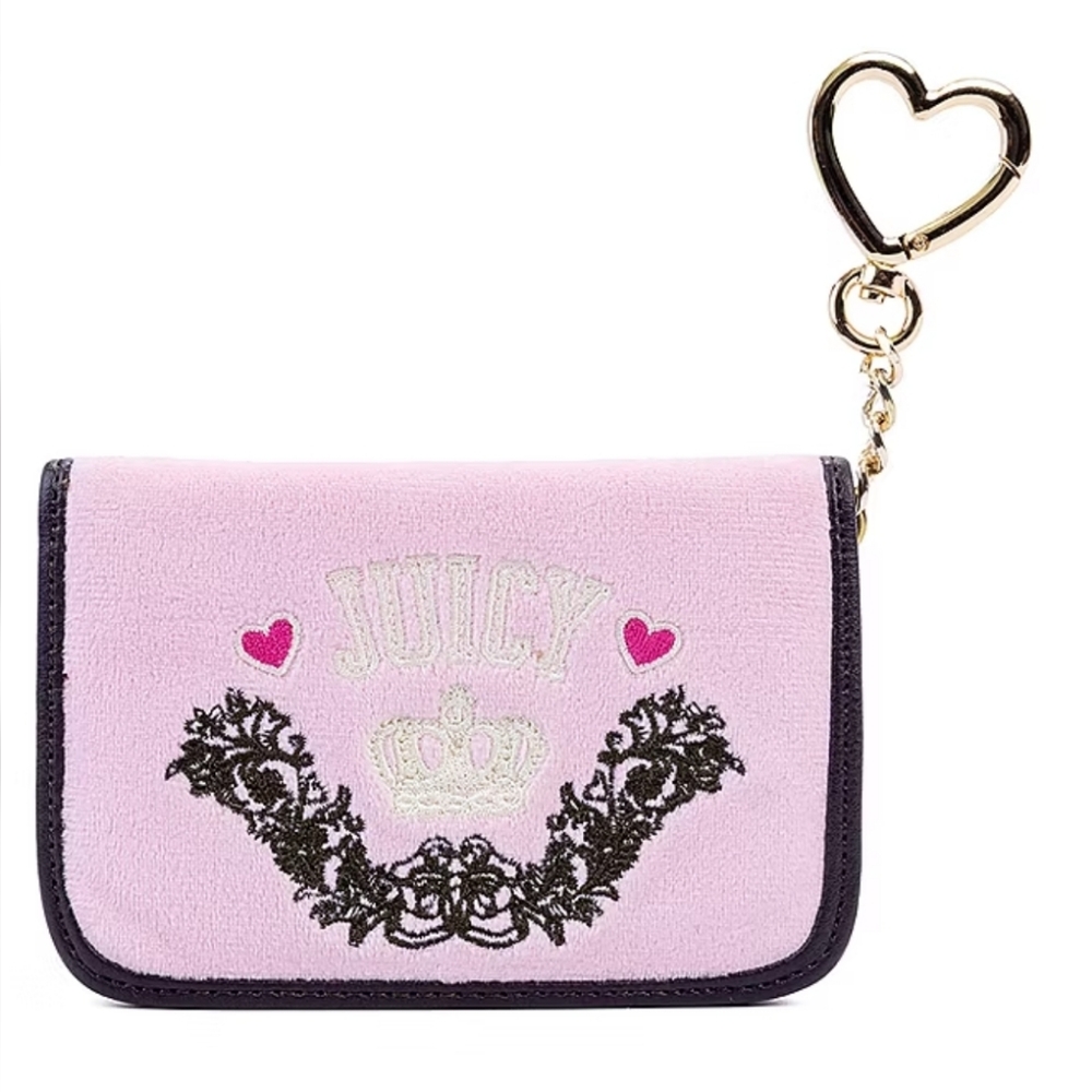 Juicy Couture Flamingo Chocolate Velour Flip Fold Wallet